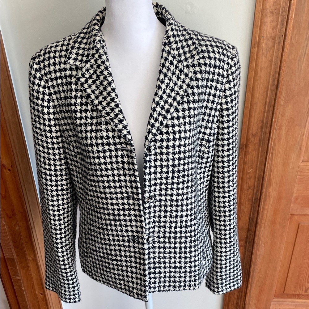 EMMA JAMES Classic Houndstooth Tweed Black and White Blazer 8
